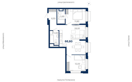 Квартира 66,8 м², 2-комнатная - изображение 1