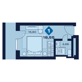 Квартира 18,6 м², 1-комнатные - изображение 1