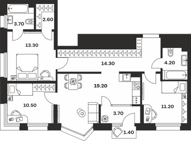 Квартира 84,1 м², 3-комнатная - изображение 1