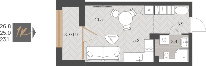 Квартира 25 м², студия - изображение 1