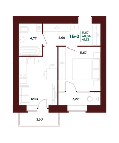 Квартира 41,5 м², 1-комнатная - изображение 1