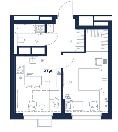33 м², 1-комнатная квартира 6 690 000 ₽ - изображение 103