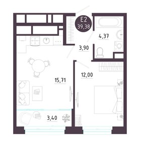 Квартира 39,4 м², 1-комнатная - изображение 1