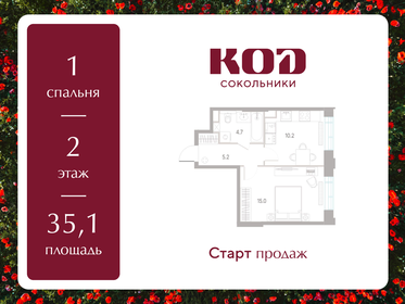 Квартира 35,1 м², 1-комнатная - изображение 1