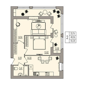 55,4 м², 2-комнатная квартира 7 084 800 ₽ - изображение 21