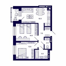 Квартира 60,3 м², 2-комнатная - изображение 2