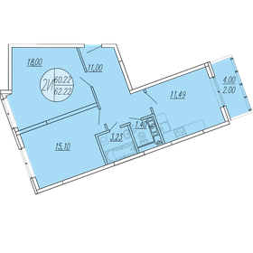 Квартира 62,2 м², 2-комнатная - изображение 1