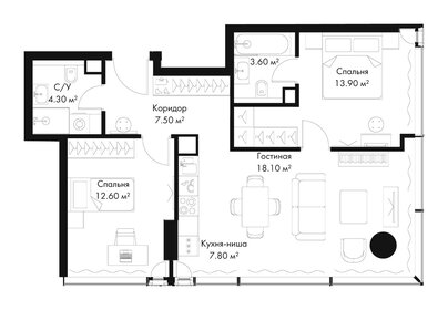 Квартира 67,8 м², 2-комнатная - изображение 2