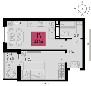 Квартира 33,5 м², 1-комнатная - изображение 1