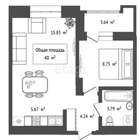 Квартира 40 м², 1-комнатная - изображение 1