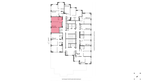 Квартира 55,3 м², 2-комнатная - изображение 2