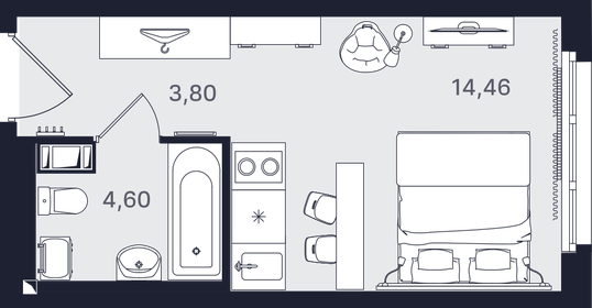 Квартира 22,9 м², студия - изображение 1