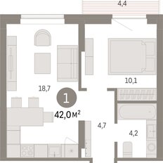 Квартира 42 м², 1-комнатная - изображение 3