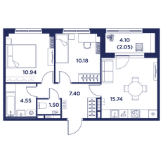 Квартира 52,4 м², 2-комнатная - изображение 5