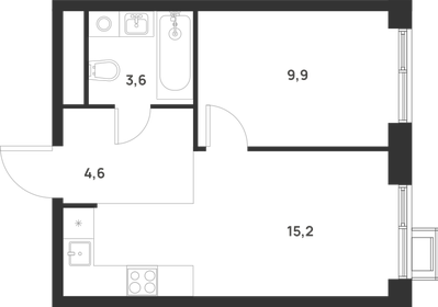Квартира 32,7 м², 1-комнатная - изображение 1