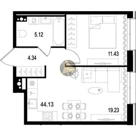 Квартира 44,1 м², 1-комнатная - изображение 1