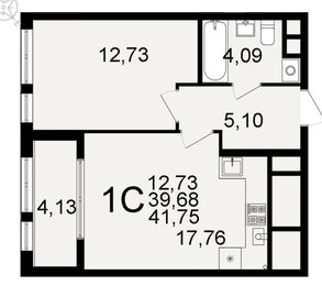 Квартира 39,7 м², 1-комнатная - изображение 1