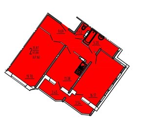Квартира 67,7 м², 2-комнатная - изображение 1