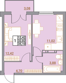 Квартира 35,1 м², 1-комнатная - изображение 1
