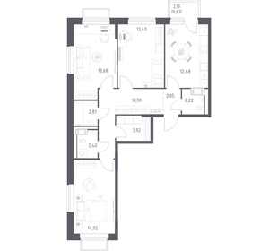 Квартира 77,1 м², 3-комнатная - изображение 1