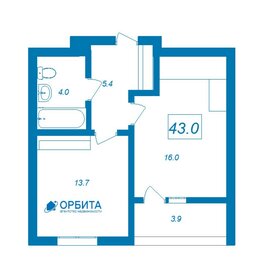 Квартира 43 м², 1-комнатная - изображение 1