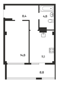 Квартира 47,9 м², 1-комнатная - изображение 1