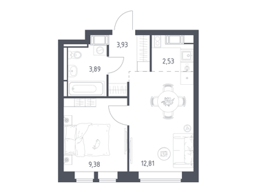 Квартира 32,5 м², 1-комнатная - изображение 1