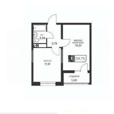 Квартира 34,8 м², 1-комнатная - изображение 2