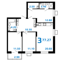 Квартира 77,3 м², 3-комнатная - изображение 5