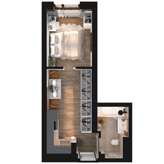 Квартира 27,1 м², 1-комнатная - изображение 3