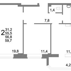 Квартира 59,7 м², 2-комнатная - изображение 3