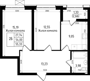 Квартира 55,3 м², 2-комнатная - изображение 1