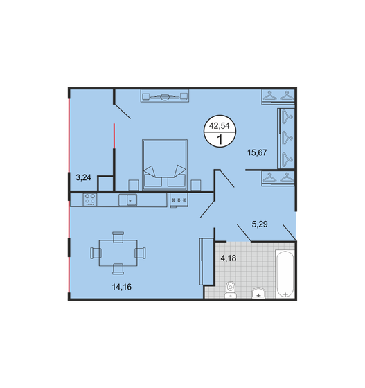 43,4 м², 1-комнатная квартира 4 100 000 ₽ - изображение 86