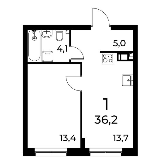 34,4 м², 1-комнатная квартира 5 848 000 ₽ - изображение 18