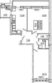Квартира 68,8 м², 2-комнатная - изображение 1