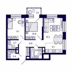 Квартира 60 м², 3-комнатная - изображение 2