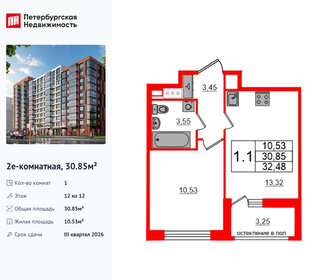 Квартира 30,9 м², 1-комнатная - изображение 1
