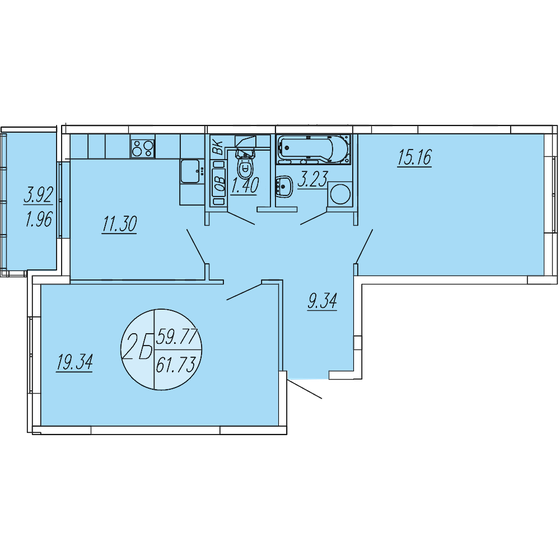 61,7 м², 2-комнатная квартира 11 416 408 ₽ - изображение 1