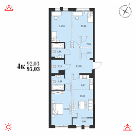 Квартира 95 м², 4-комнатная - изображение 1