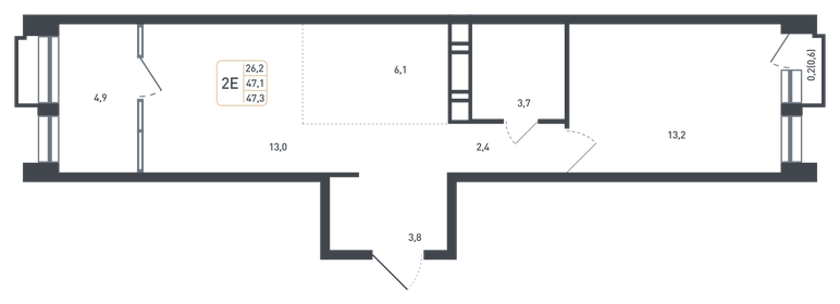 Квартира 47,1 м², 2-комнатная - изображение 1