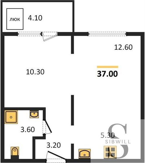 37 м², 2-комнатная квартира 4 700 000 ₽ - изображение 1