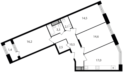 Квартира 82,1 м², 3-комнатная - изображение 1