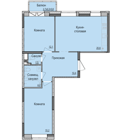 Квартира 64,8 м², 2-комнатная - изображение 1