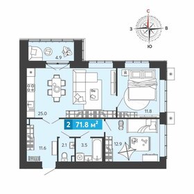 Квартира 71,8 м², 2-комнатная - изображение 1