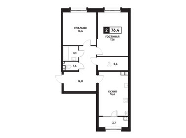 Квартира 76,4 м², 2-комнатная - изображение 1