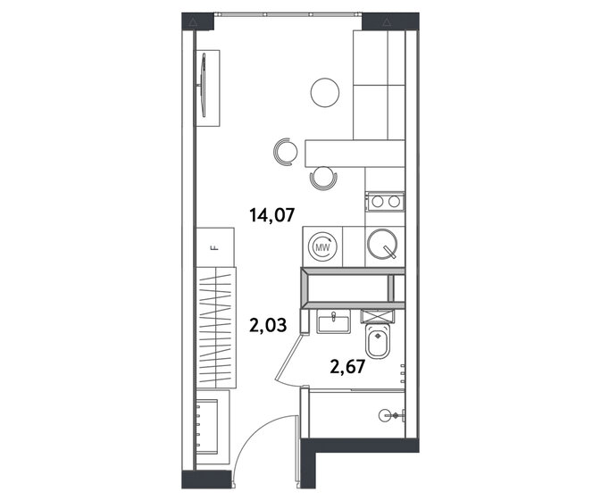 19,1 м², апартаменты-студия 7 841 335 ₽ - изображение 22