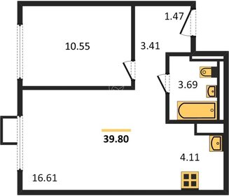 Квартира 39,8 м², 1-комнатная - изображение 1