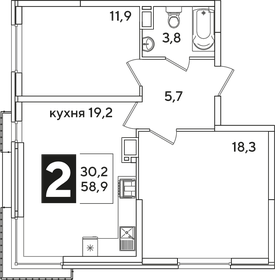 58,9 м², 2-комнатная квартира 7 144 570 ₽ - изображение 5