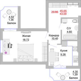 Квартира 52,4 м², 1-комнатные - изображение 1