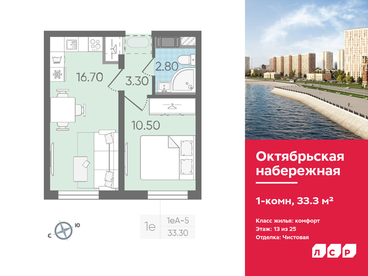 33,3 м², 1-комнатная квартира 6 693 300 ₽ - изображение 18